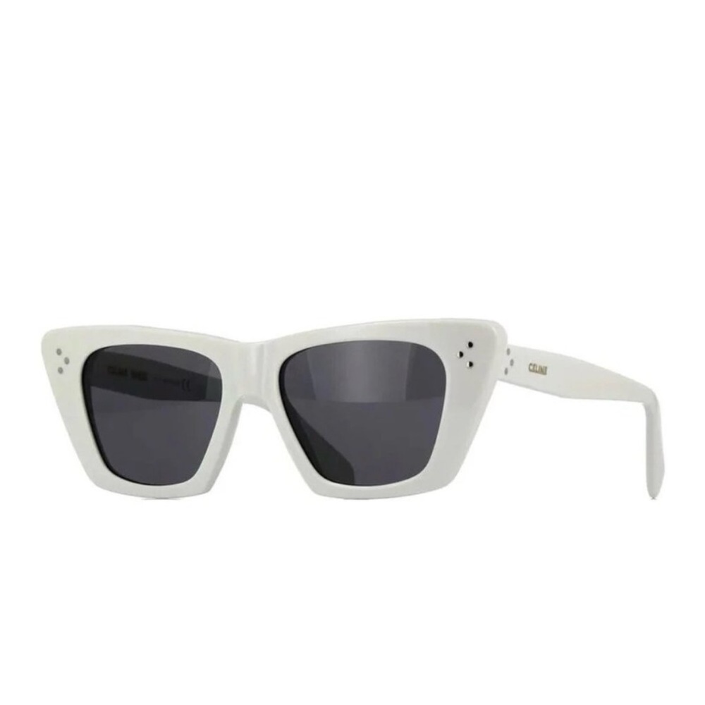 CELINE White Cat Eye Sunglasses CL40187I Ivory Acetate Bold Frame-Made in Italy